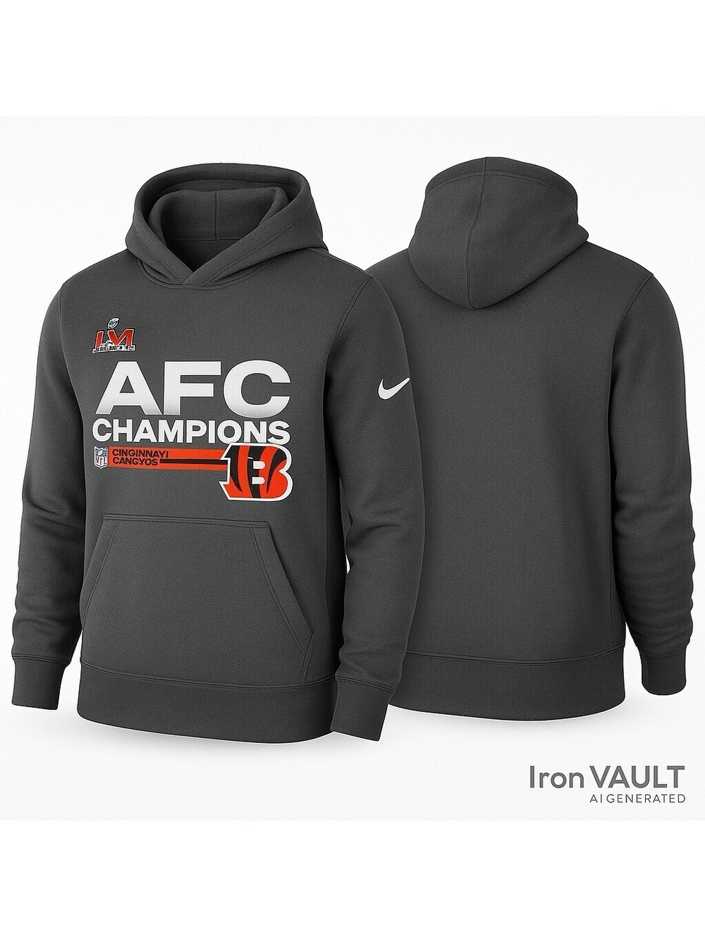 Nike Cincinnati Bengals AFC Champions Hoodie Youth Medium Gray